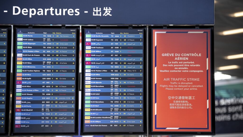 A strike by air traffic controllers is disrupting travel to, from and over France A strike by air traffic controllers is disrupting travel to, from and over France