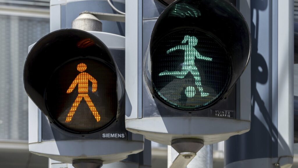 Little green man becomes little green woman with soccer ball for Euro 2025 in Switzerland Little green man becomes little green woman with soccer ball for Euro 2025 in Switzerland