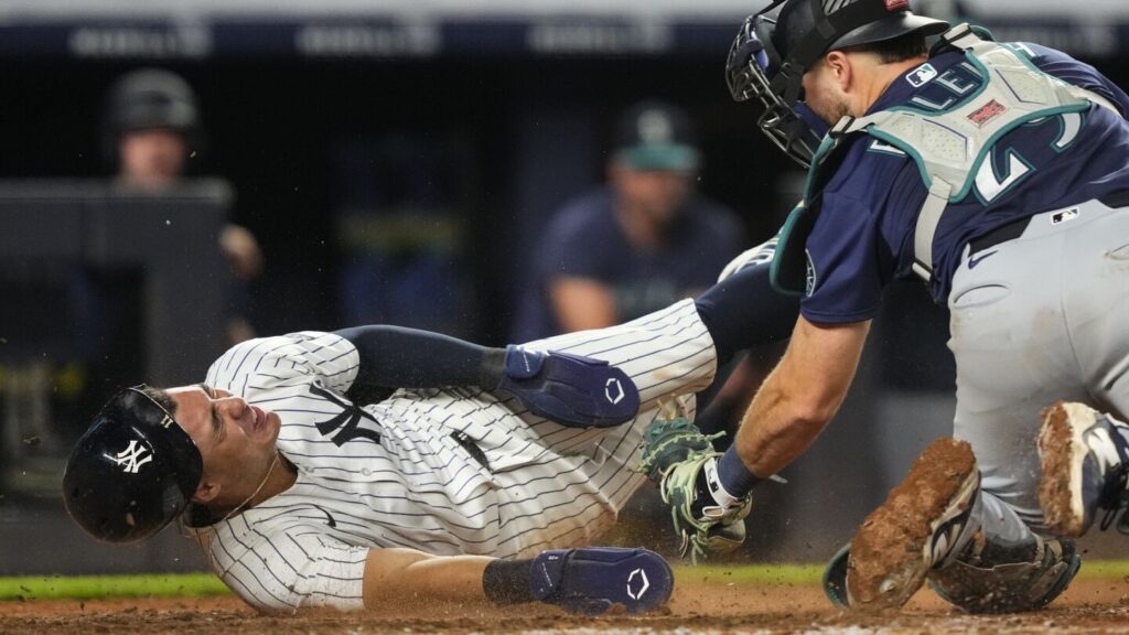 Yankees rally past Mariners 6-5 in 10 innings after going hitless against Bryan Woo until the 8th Yankees rally past Mariners 6-5 in 10 innings after going hitless against Bryan Woo until the 8th