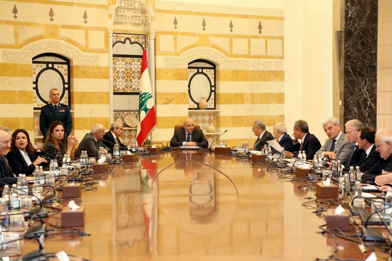 Lebanon's President Joseph Aoun heading a Government meeting