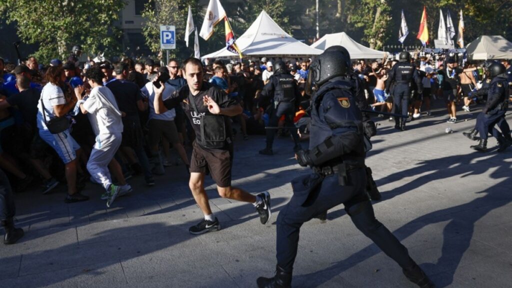 Police clash with French fans, while Palestine flag banned at Real Madrid Police clash with French fans, while Palestine flag banned at Real Madrid