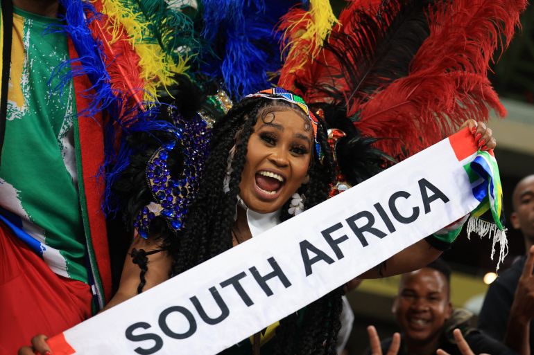 South Africa fans celebrate after qualifying for the FIFA World Cup