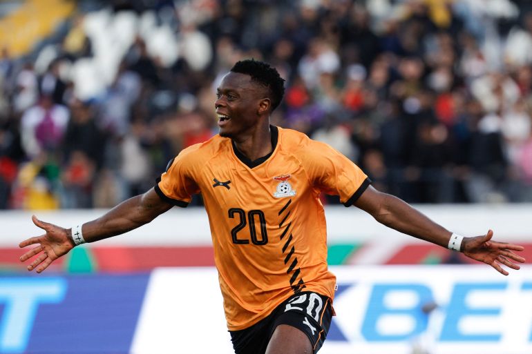 Patson Daka reacts.