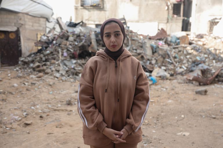 Batoul Abu Shawish, 20, lost her entire family in an Israeli strike that targeted their home in Nuseirat during the ceasefire in November 2025 [Abdelhakim Abu Riash/ media]