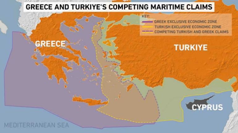 Greece and Turkiye competing maritime claims