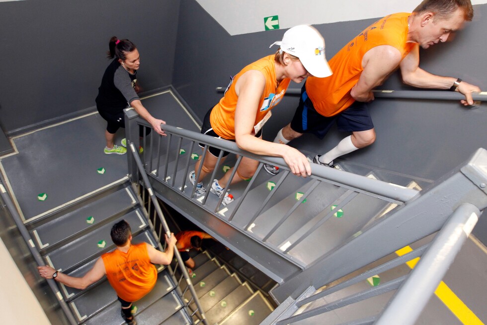 Stair climbers love their exercise, even when security guards act like they’re up to something Stair climbers love their exercise, even when security guards act like they're up to something