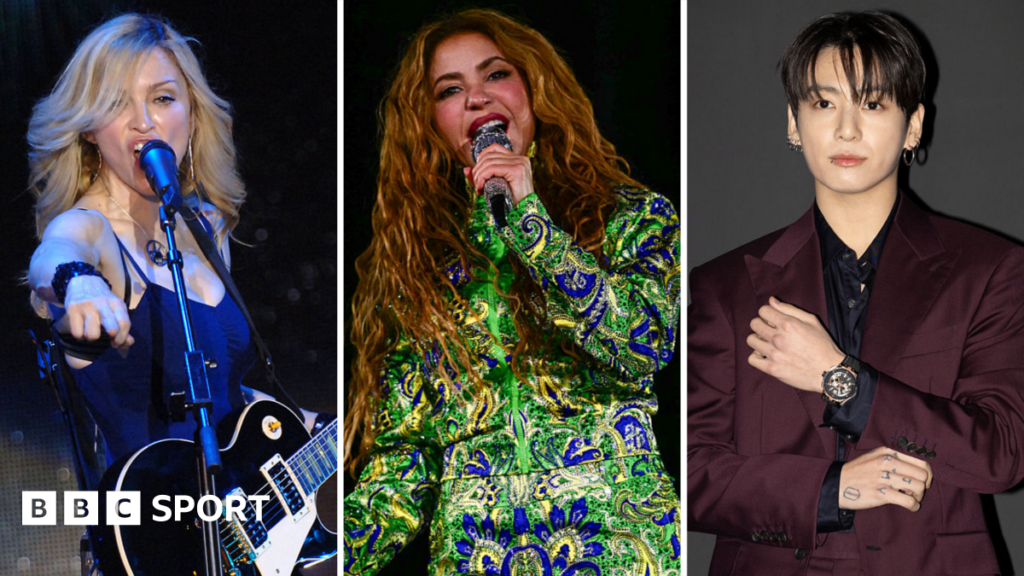 Madonna, Shakira & BTS to headline World Cup showMadonna, Shakira and K-pop boy band BTS will headline the Super Bowl-style half-time show at this summer's World Cup final. 27 mins agoWorld Cup Madonna, Shakira & BTS to headline World Cup showMadonna, Shakira and K-pop boy band BTS will headline the Super Bowl-style half-time show at this summer's World Cup final. 27 mins agoWorld Cup