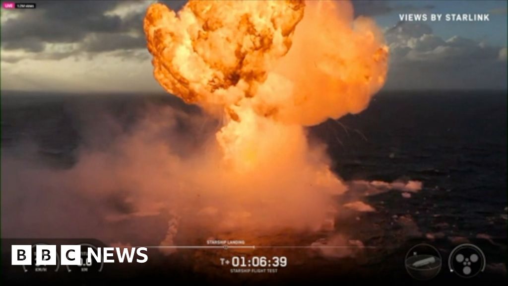 Moment SpaceX rocket explodes in the Indian Ocean after splashdownElon Musk's SpaceX has successfully launched its Starship V3 rocket, which landed in a planned fiery explosion on Friday.3 hrs agoUS & Canada Moment SpaceX rocket explodes in the Indian Ocean after splashdownElon Musk's SpaceX has successfully launched its Starship V3 rocket, which landed in a planned fiery explosion on Friday.3 hrs agoUS & Canada