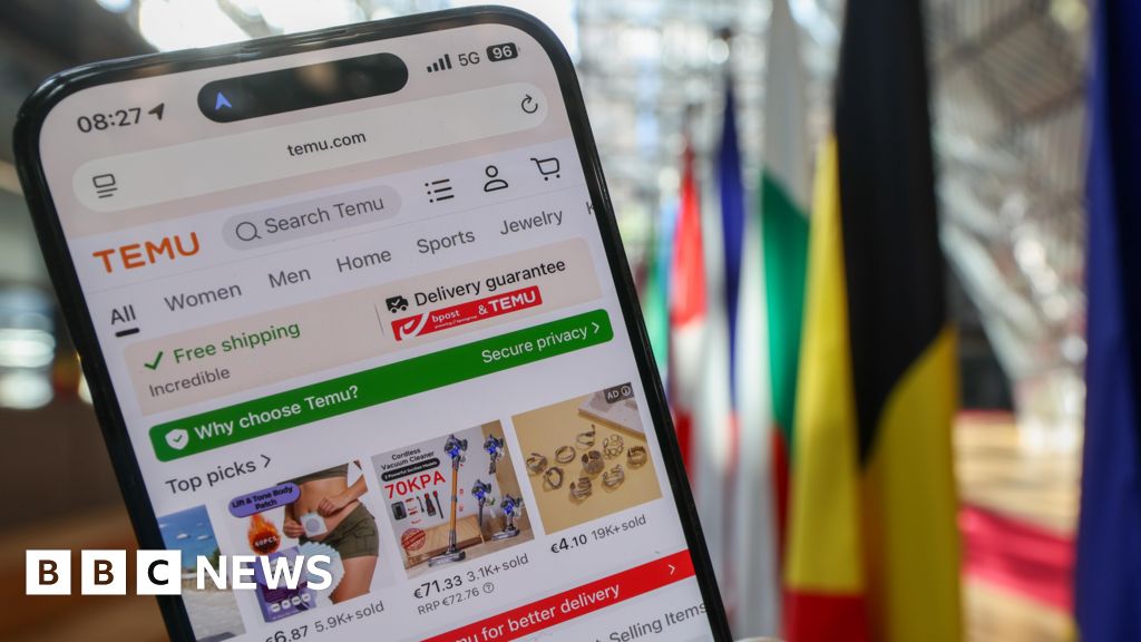 EU fines Temu €200m for allowing sale of illegal productsThe European Commission says the Chinese-owned online retailer failed to take account of risks from baby toys and faulty chargers sold on its platform.3 hrs agoEurope EU fines Temu €200m for allowing sale of illegal productsThe European Commission says the Chinese-owned online retailer failed to take account of risks from baby toys and faulty chargers sold on its platform.3 hrs agoEurope
