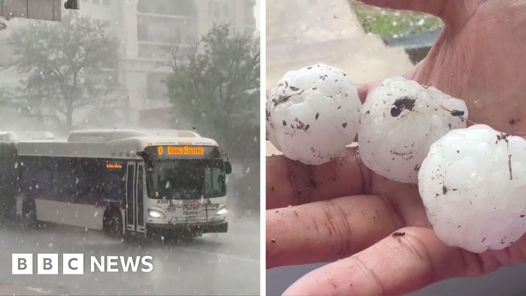 Watch: Massive hailstones pound Denver in powerful stormStrong winds, intense rain and hailstones the size of golf balls pelted the city and the surrounding area on Monday.56 mins agoUS & Canada Watch: Massive hailstones pound Denver in powerful stormStrong winds, intense rain and hailstones the size of golf balls pelted the city and the surrounding area on Monday.56 mins agoUS & Canada