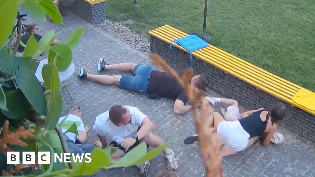 People flee as Russian strike hits near Ukraine coffee shopThree cameras caught the moment people ducked then ran for cover in Sumy, in north eastern Ukraine.30 mins agoEurope People flee as Russian strike hits near Ukraine coffee shopThree cameras caught the moment people ducked then ran for cover in Sumy, in north eastern Ukraine.30 mins agoEurope