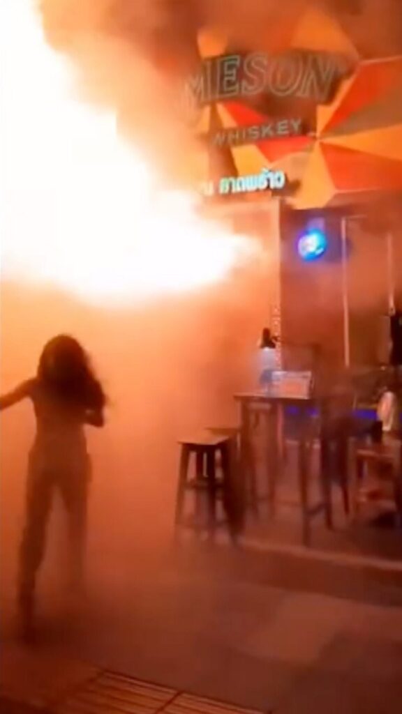 Watch: People flee Bangkok bar as huge flames shoot out from doorwayAt least 27 people have died and 25 are critically injured after a fire tore through a bar in a popular Bangkok district.42 mins ago Watch: People flee Bangkok bar as huge flames shoot out from doorwayAt least 27 people have died and 25 are critically injured after a fire tore through a bar in a popular Bangkok district.42 mins ago