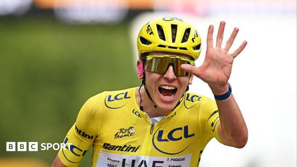 Pogacar wins fifth Tour title amid Paris finish dramaSlovenian Tadej Pogacar wins the Tour de France for a record-equalling fifth time.9 hrs agoCycling