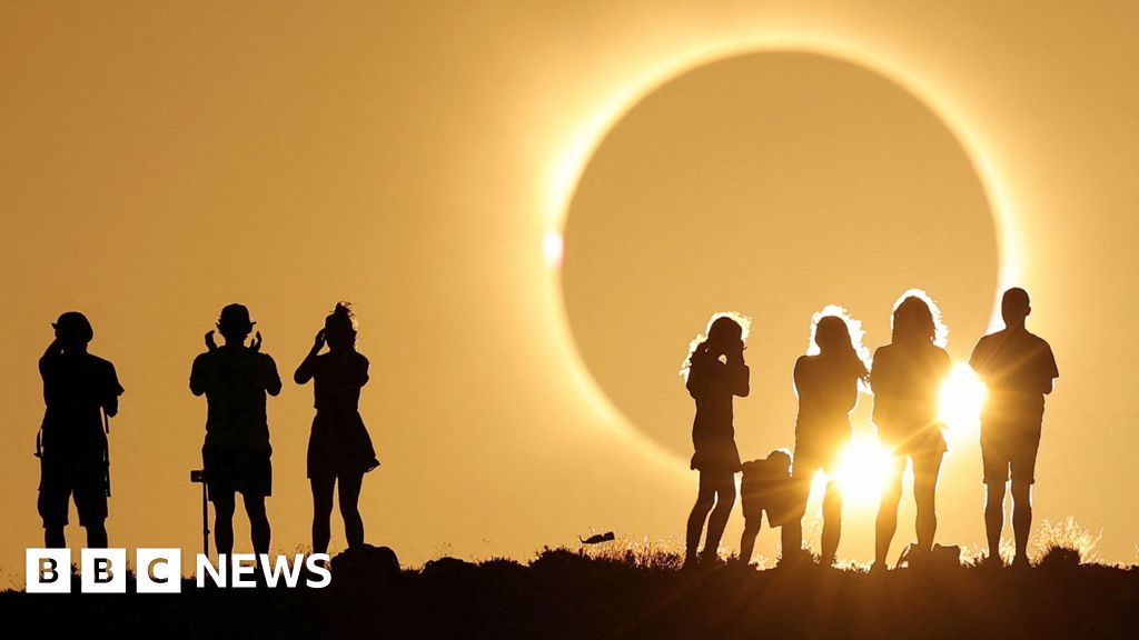 Once-in-a-generation solar eclipse wows millions in UK and EuropeMore than 95% of the Sun was covered by the Moon in Cornwall, while parts of Spain experienced the magic of a total eclipse.12 hrs agoScience & Environment Once-in-a-generation solar eclipse wows millions in UK and EuropeMore than 95% of the Sun was covered by the Moon in Cornwall, while parts of Spain experienced the magic of a total eclipse.12 hrs agoScience & Environment