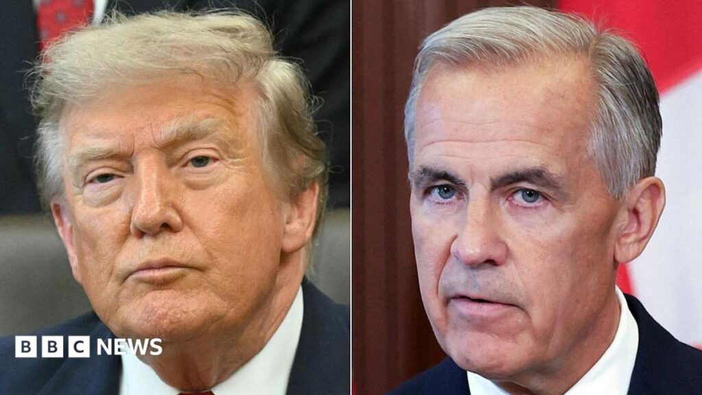LIVETrump threatens new tariffs on Canadian vehicles after trade talks collapsePrime Minister Mark Carney has promised "dollar for dollar" retaliatory measures to counter US President Donald Trump’s 50% tariffs on a wide range of Canadian goods. LIVETrump threatens new tariffs on Canadian vehicles after trade talks collapsePrime Minister Mark Carney has promised "dollar for dollar" retaliatory measures to counter US President Donald Trump’s 50% tariffs on a wide range of Canadian goods.