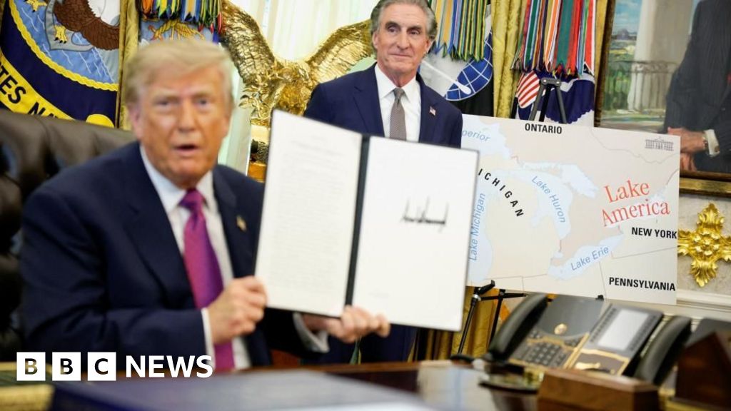 Trump signs order to rename Lake Ontario to Lake America Trump's order comes after the trade talks between the US and Canada collapsed late last week.39 mins agoUS & Canada Trump signs order to rename Lake Ontario to Lake America Trump's order comes after the trade talks between the US and Canada collapsed late last week.39 mins agoUS & Canada