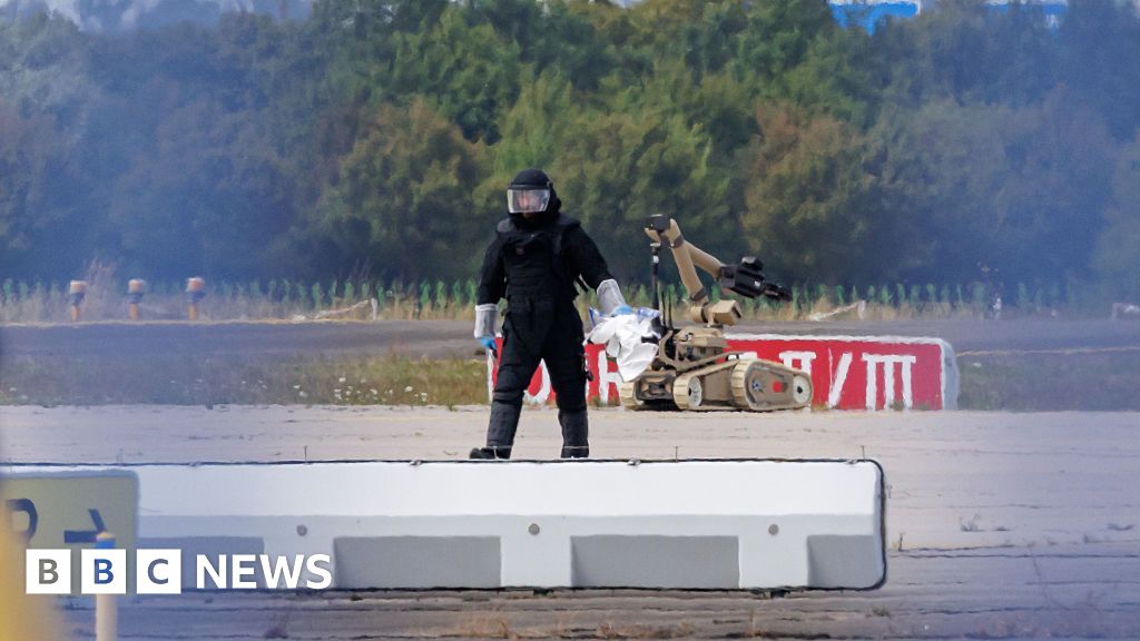 Germany says Russia behind Leipzig airport drone attackA drone carrying an explosive device was discovered at the airport close to Ukrainian cargo planes on 4 August.
1 hr agoEurope Germany says Russia behind Leipzig airport drone attackA drone carrying an explosive device was discovered at the airport close to Ukrainian cargo planes on 4 August.
1 hr agoEurope