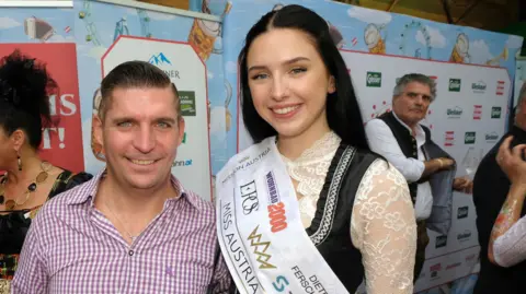 Getty Images Lucia Sisic attends the opening of Vienna Kaiser Wiesn, wearing a Miss Austria 2024 sash 

