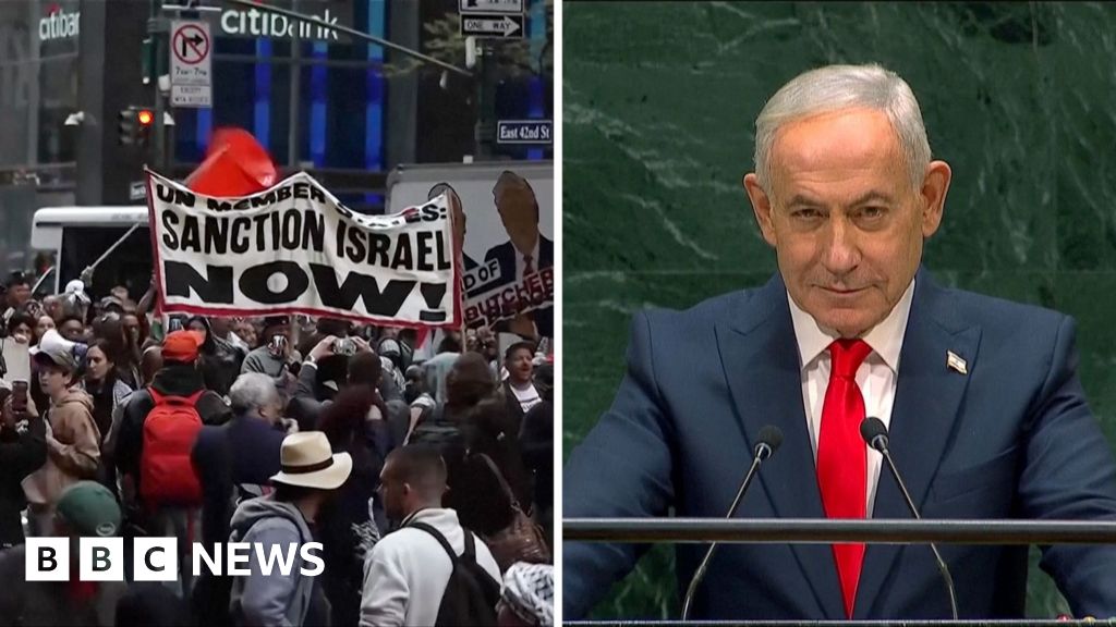 Watch: Protests and walkouts as Netanyahu addresses UNThe BBC’s Nada Tawfik explains what happened even before the Israeli prime minister took to the stage at the United Nations General Assembly in New York.3 hrs agoMiddle East Watch: Protests and walkouts as Netanyahu addresses UNThe BBC’s Nada Tawfik explains what happened even before the Israeli prime minister took to the stage at the United Nations General Assembly in New York.3 hrs agoMiddle East