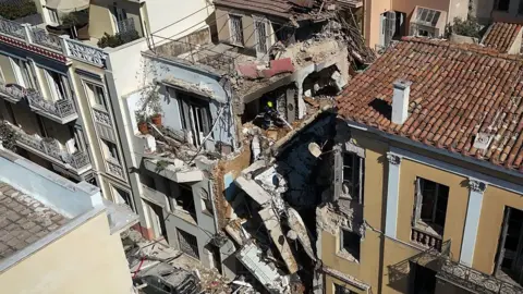 Getty Images A collapsed building in Athens