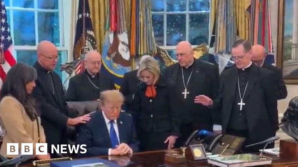 Catholic bishops apologise for 'exploited' Trump meeting Two bishops in images that show them praying with Trump have said they believed the meeting was private.3 hrs agoUS & Canada Catholic bishops apologise for 'exploited' Trump meeting Two bishops in images that show them praying with Trump have said they believed the meeting was private.3 hrs agoUS & Canada