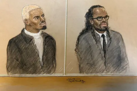 Julia Quenzler/Reuters US singer Chris Brown appears at Southwark Crown Court, where he was given an eight-month suspended sentence having pleaded guilty to a charge of affray over the attack on a music producer with a bottle in a London nightclub in 2023, in London, Britain, October 26, 2026, in this courtroom sketch