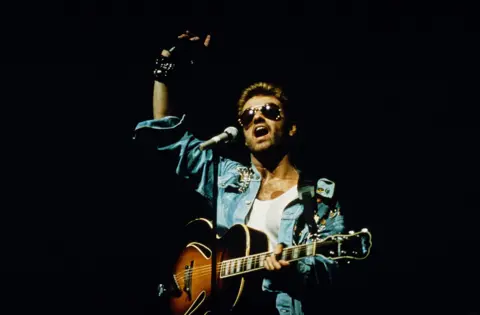 Michael Putland/Getty Images Singer and songwriter George Michael  performing on stage during the Japanese/Australasian leg of his Faith World Tour, February-March 1988. 