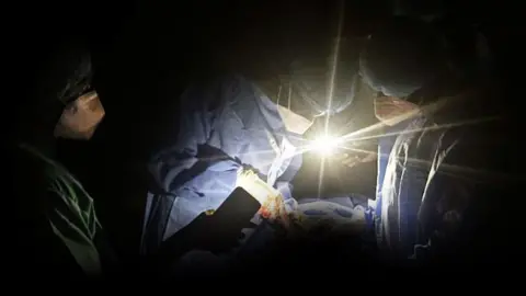 Saudi Hospital medics Medics at el-Fasher's Saudi Hospital in December 2024 performing a C section on the day the facility was bombed.