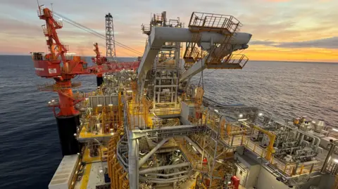 BBC The Petrojarl Rosebank, a floating production, storage and offloading vessel (FPSO) moored above the Rosebank oil field in the North Atlantic